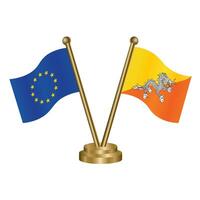 europäisch Union und Bhutan Tabelle Flaggen vektor