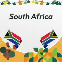 Süd Afrika National Unabhängigkeit Tag Platz Banner. modern geometrisch abstrakt Hintergrund im bunt Stil zum Süd Afrika Tag. Süd Afrika Unabhängigkeit Gruß Karte Startseite mit Land Flagge. vektor