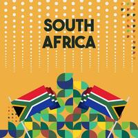 söder afrika nationell oberoende dag fyrkant baner. modern geometrisk abstrakt bakgrund i färgrik stil för söder afrika dag. söder afrika oberoende hälsning kort omslag med Land flagga. vektor