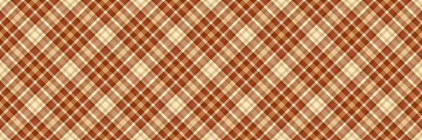 Falte Tartan Muster nahtlos, Geschäft Plaid Textil- Textur. Winter prüfen Hintergrund Stoff im Orange und Licht Farben. vektor