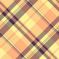 Rahmen Stoff überprüfen, Handel Plaid Tartan nahtlos. Aktualisierung Textil- Hintergrund Textur Muster im Gelb und Orange Farben. vektor