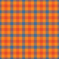 marknadsföring mönster kolla upp , dining rum bakgrund sömlös pläd. födelsedag kort tartan textil- tyg textur i levande mandarin och cyan färger. vektor