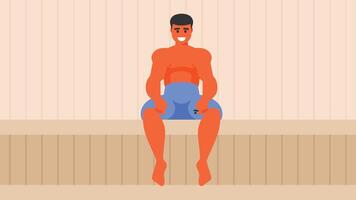 Person genießt Sauna Zimmer erhitzt und heiß Dampf im ein Spa Resort Illustration vektor