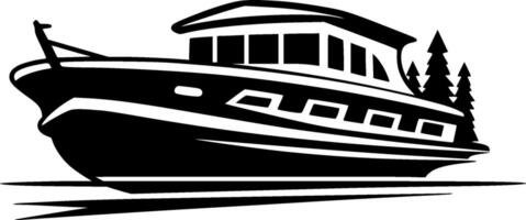 båt - svart och vit isolerat ikon - illustration vektor