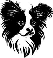 papillon hund - svart och vit isolerat ikon - illustration vektor