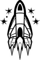 raket - svart och vit isolerat ikon - illustration vektor