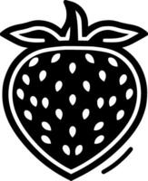 jordgubb - svart och vit isolerat ikon - illustration vektor