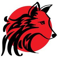 Wolf Kopf Logo. Hand Zeichnung. vektor
