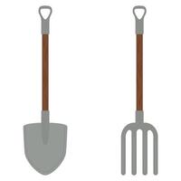 Gartenarbeit und Landwirtschaft Werkzeuge - - Schaufel und Heugabel. vektor