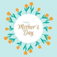 glücklich Mütter Tag. elegant Karte mit Gelb Tulpen. Design Vorlagen zum Postkarte, Banner, Poster. eben Abbildungen vektor