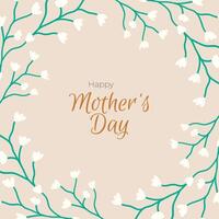 glücklich Mütter Tag. elegant Karte mit Weiß Blumen auf Beige Hintergrund. Design Vorlagen zum Postkarte, Banner, Poster. eben Abbildungen vektor