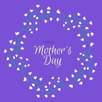 glücklich Mütter Tag. elegant Karte mit Weiß Blumen auf lila Hintergrund. Design Vorlagen zum Postkarte, Banner, Poster. eben Abbildungen vektor