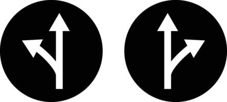 två sätt rätt och vänster ikoner . väg sätt pil ikon uppsättning . rätt och vänster riktning pil ikoner . illustration vektor
