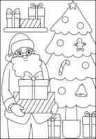 jultomten håller present målarbok för barn vektor