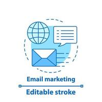 Symbol für E-Mail-Marketing-Konzept. Online-Kommunikationsidee dünne Linie Abbildung. Mailing. kommerzielle Nachrichten. Vektor isolierte Umrisszeichnung. bearbeitbarer Strich