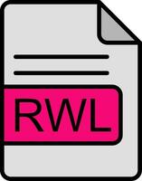 rwl fil formatera linje fylld ikon vektor
