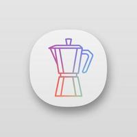 Symbol für die App der Herd-Kaffeemaschine. Kaffeemaschine. Espressomaschine. ui ux-Benutzeroberfläche. Web- oder mobile Anwendung. isolierte Vektorgrafik vektor