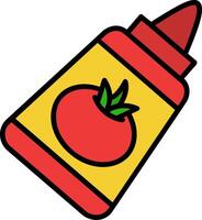 tomat ketchup linje fylld ikon vektor