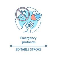 Symbol für das Konzept des Notfallprotokolls. Erste Hilfe, Krankenversicherung Idee dünne Linie Illustration. medizinische Hilfe, Grundversorgung, Erstversorgung, öffentliche Sicherheit. Vektor isolierte Umrisszeichnung. bearbeitbarer Strich