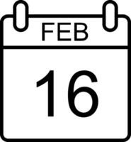 februari linje ikon vektor