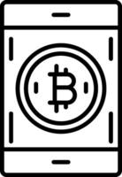 Bitcoin Zahlen Linie Symbol vektor