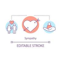 Sympathie-Konzept-Symbol. Familienpaar Idee dünne Linie Illustration. romantische Zeit. Beziehungswert bzw. Liebhaber Leidenschaft. sich verlieben Gefühl. Vektor isolierte Umrisszeichnung. bearbeitbarer Strich