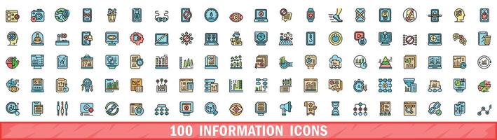 100 Information Symbole Satz, Farbe Linie Stil vektor