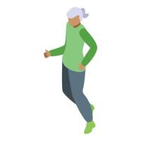snabb kvinna löpning ikon isometrisk . senior pensionär vektor