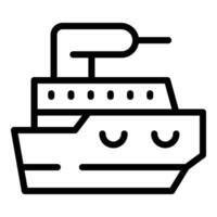 krig slåss båt ikon översikt . försvar armén transport vektor