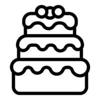 Geburtstag Kuchen Symbol Gliederung . Jahrestag Süss Dessert vektor