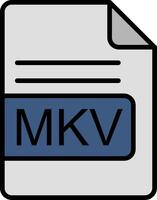 mkv Datei Format Linie gefüllt Symbol vektor