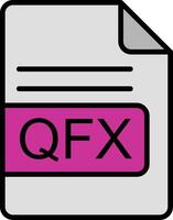 qfx fil formatera linje fylld ikon vektor
