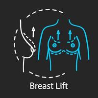 Kreidesymbol für Bruststraffung. Bruststraffung operiert. Mastopexie. kosmetisches Lifting-Verfahren. plastische Chirurgie. Brustvergrößerung. und Reduktion. isolierte vektortafelillustration vektor