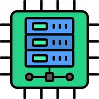 Zentralprozessor Linie gefüllt Symbol vektor