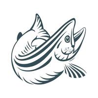Lachs Bass Fisch Symbol isoliert auf Weiß Hintergrund Logo Design Element Etikette Emblem Kennzeichen Marke Kennzeichen vektor