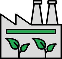 Grün Fabrik Linie gefüllt Symbol vektor