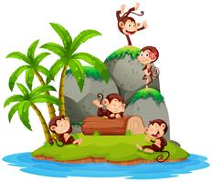 Affe auf isolierte Insel vektor