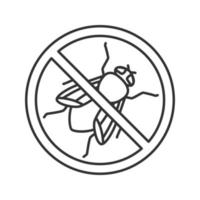 stoppa husfluga tecken linjär ikon. flygande insektsmedel. pestkontroll. tunn linje illustration. kontur symbol. vektor isolerade konturritning