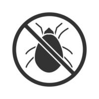 Stop-Milben-Zeichen-Glyphe-Symbol. parasitäre Insekten abweisend. Schädlingsbekämpfung. Silhouette-Symbol. negativen Raum. isolierte Vektorgrafik vektor