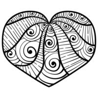 abstrakt utsmyckad hjärta med fantasi klotter mönster, meditativ valentine färg sida för kreativitet för hjärtans dag vektor