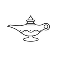 Lineares Symbol der islamischen Öllampe. dünne Linie Abbildung. Islamische Kultur. magische Lampe. Kontursymbol. Vektor isolierte Umrisszeichnung