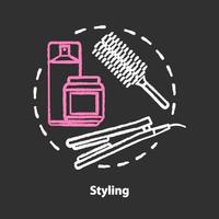 Haarstyling-Kreide-Konzept-Symbol. Haarpflegeprodukte und Elektrogeräte. Idee für Frisuren und Frisuren. Friseursalon, Friseursalon. isolierte tafelillustration des vektors vektor