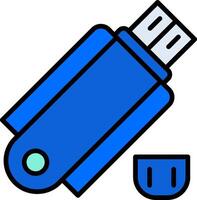 USB Stick Linie gefüllt Symbol vektor