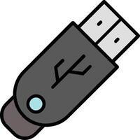 USB Stick Linie gefüllt Symbol vektor