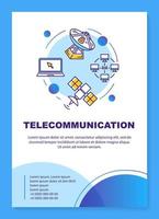 telekommunikationsindustrin affisch mall layout. tv-sändningar. banner, häfte, broschyr print design med linjära ikoner. vektor broschyr sidlayouter för tidskrifter, reklam flygblad