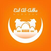 minimal eid al-adha Mubarak Sozial Medien Gruß mit Schaf, Moschee, und Halbmond vektor
