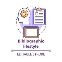 Symbol für bibliografisches Lifestyle-Konzept. Informationen professionelle Idee dünne Linie Illustration. Sammeln und Organisieren von Aufzeichnungen und Archiven. Vektor isolierte Umrisszeichnung. bearbeitbarer Strich