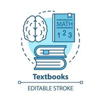 Symbol für das Konzept der Lehrbücher. pädagogische Literatur Idee dünne Linie Illustration. Klassenbücher für Schul- und Universitätsfächer. Lernbücher studieren. Vektor isolierte Umrisszeichnung. bearbeitbarer Strich