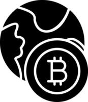 bitcoin världen glyfikon vektor