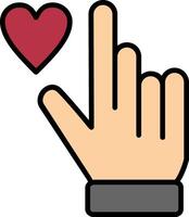 Hand Herz Linie gefüllt Symbol vektor